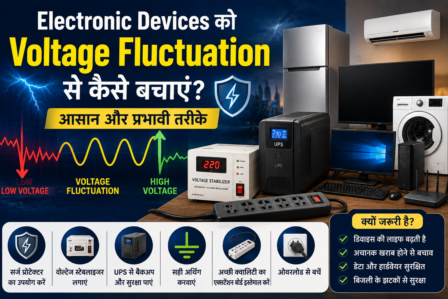 Electronic Devices को Voltage Fluctuation से कैसे बचाएं? आसान और उपयोगी तरीके