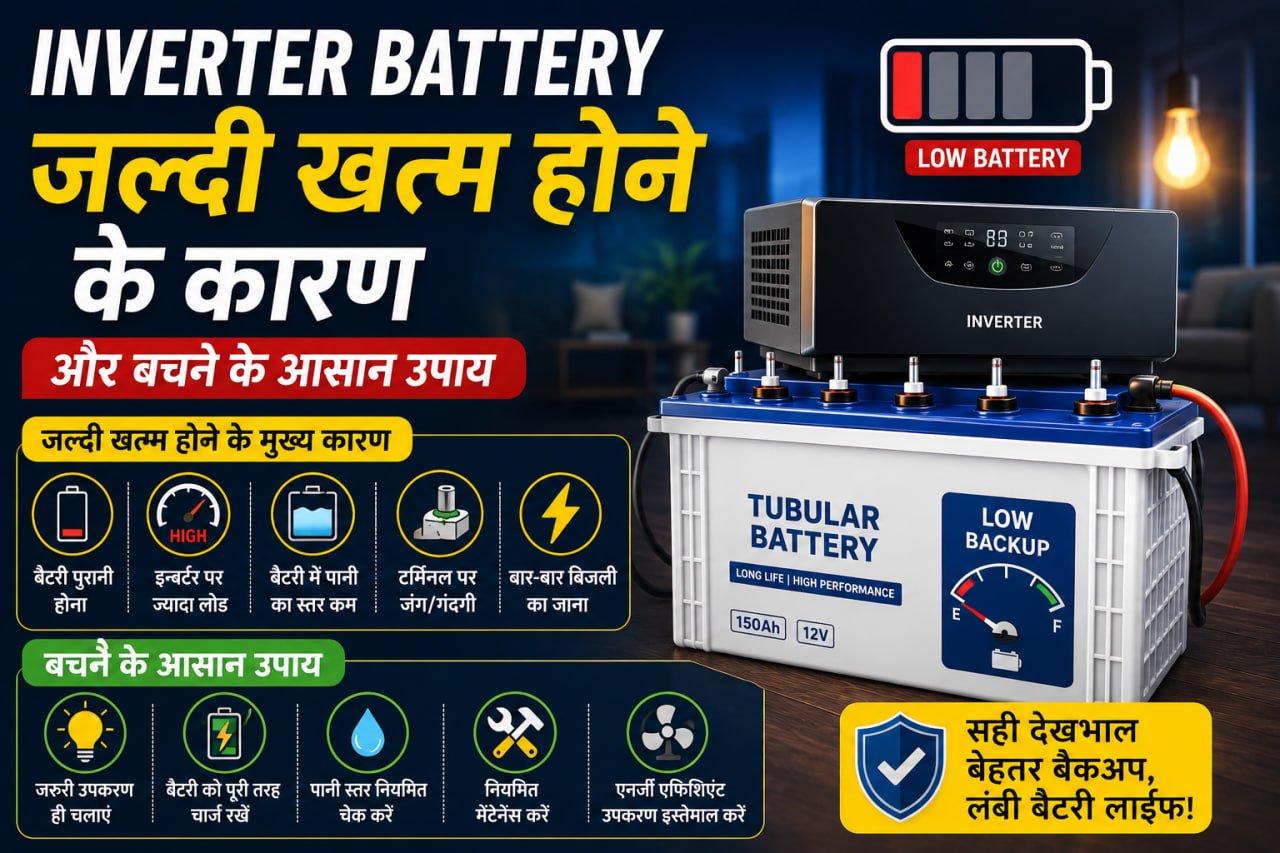 Inverter Battery जल्दी खत्म होने के कारण और बचने के आसान उपाय