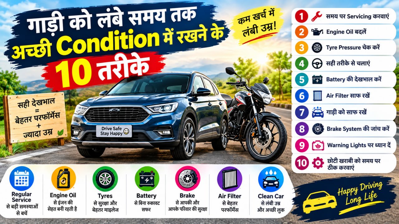 गाड़ी को लंबे समय तक अच्छी Condition में रखने के 10 तरीके
